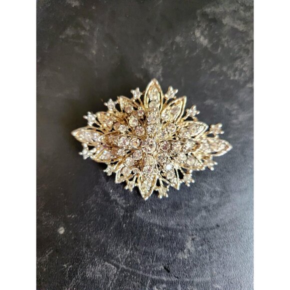 Diamond Shape Rhinestone Vintage Brooch Accent for Black Dress - Picture 6 of 10